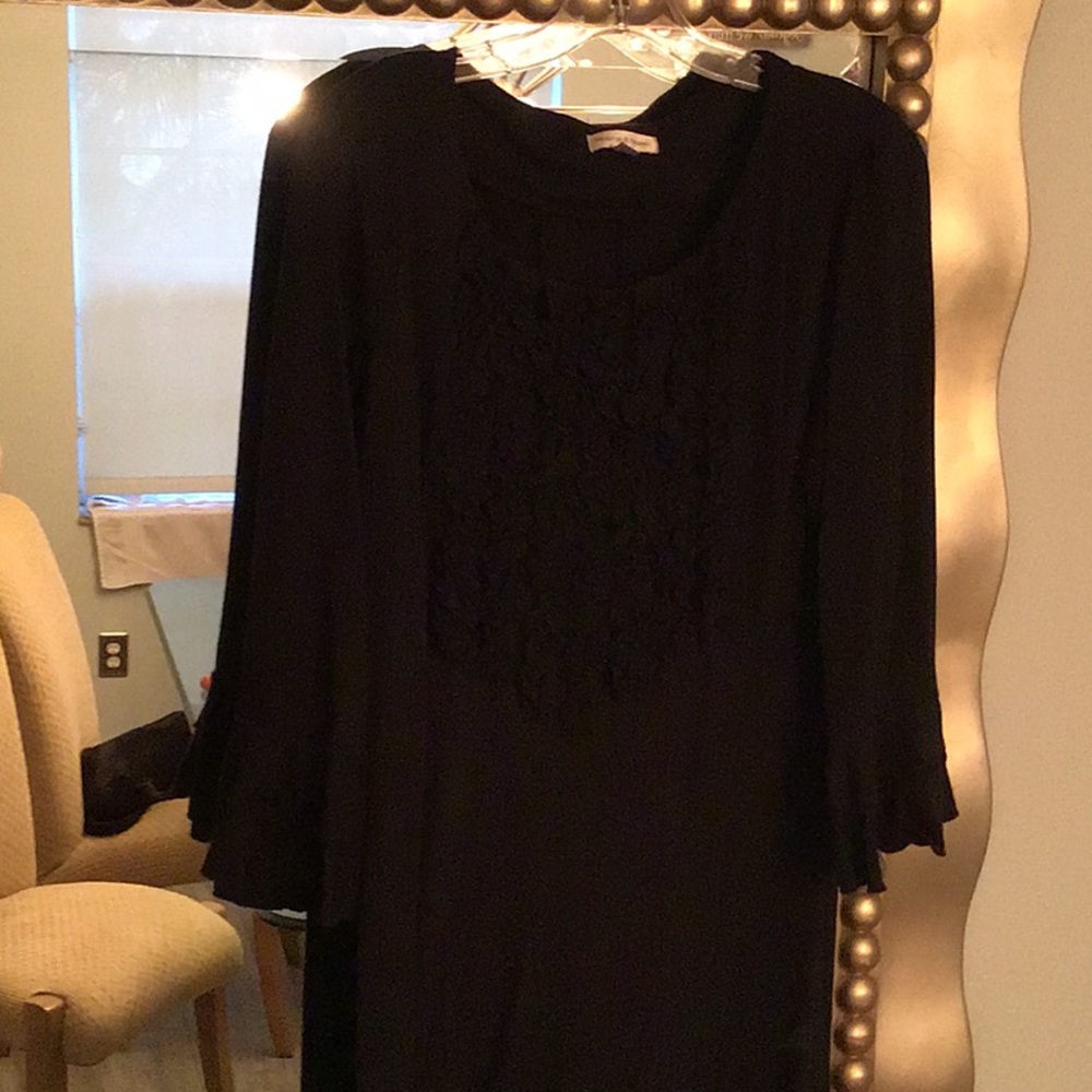 Black dress cotton flowing with ruffles